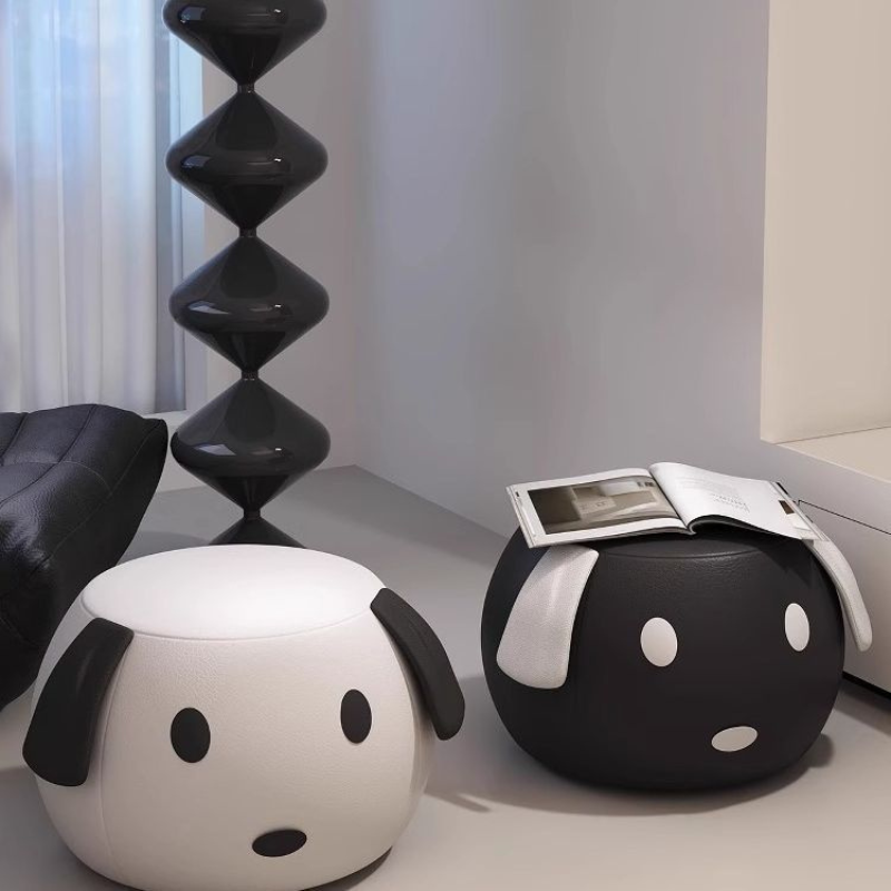 Doggie Leather Wood Frame Stool